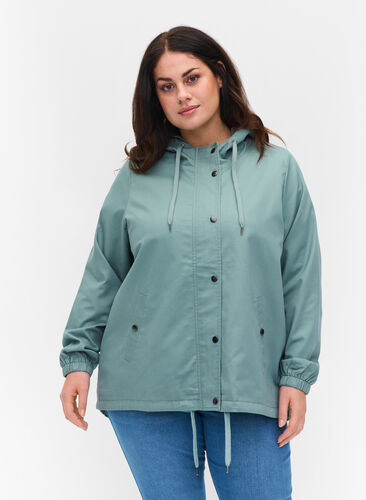 Parka jacket with hood and welt pockets, Chinois Green, Model image number 0
