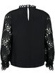 Viscose blouse with crochet sleeves, Black, Packshot image number 1