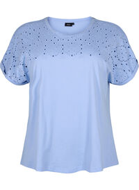 Organic cotton T-shirt with broderie anglaise