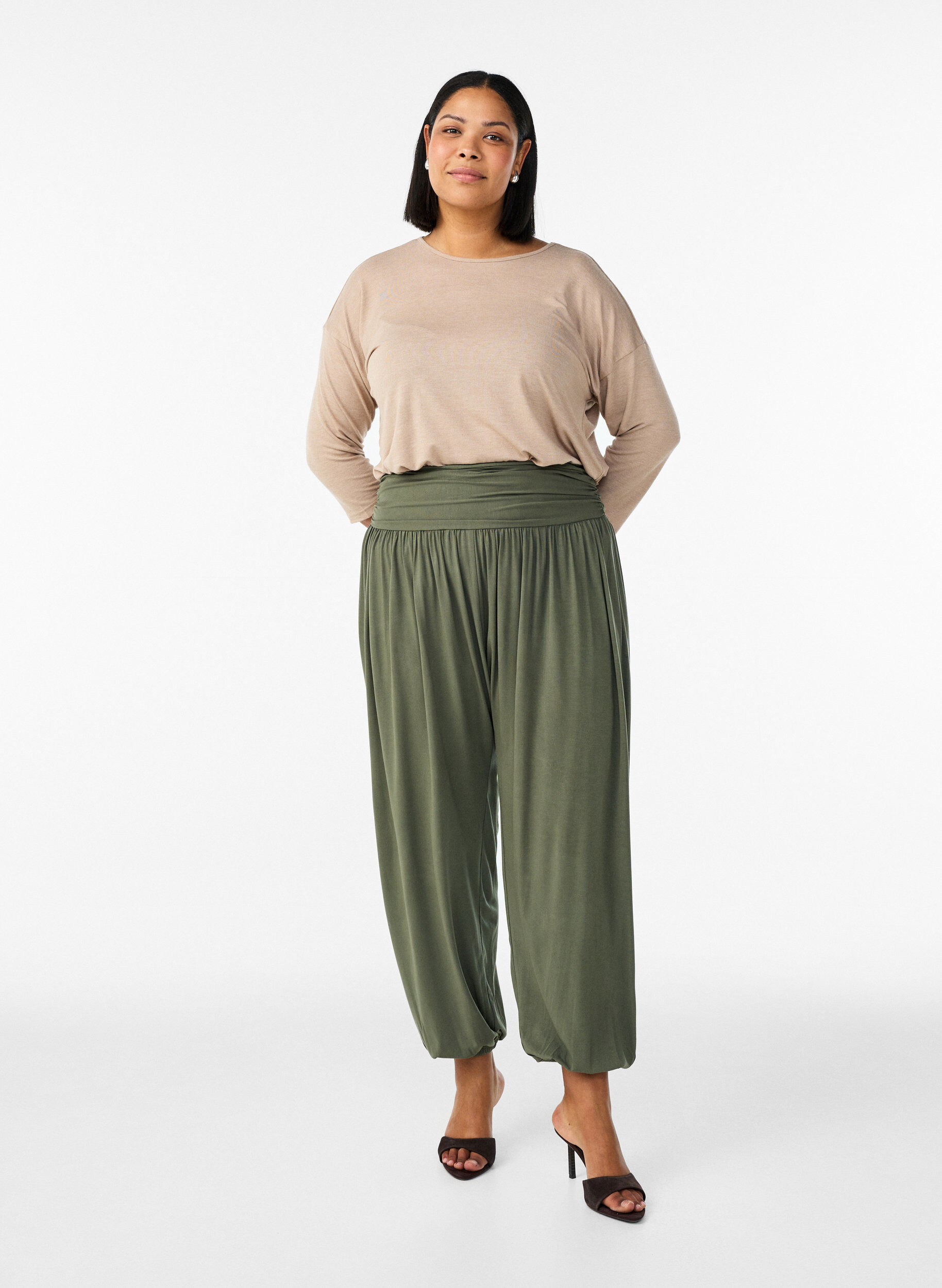 Zizzifashion Loose-fitting harem trousers, Green, Model image number 0