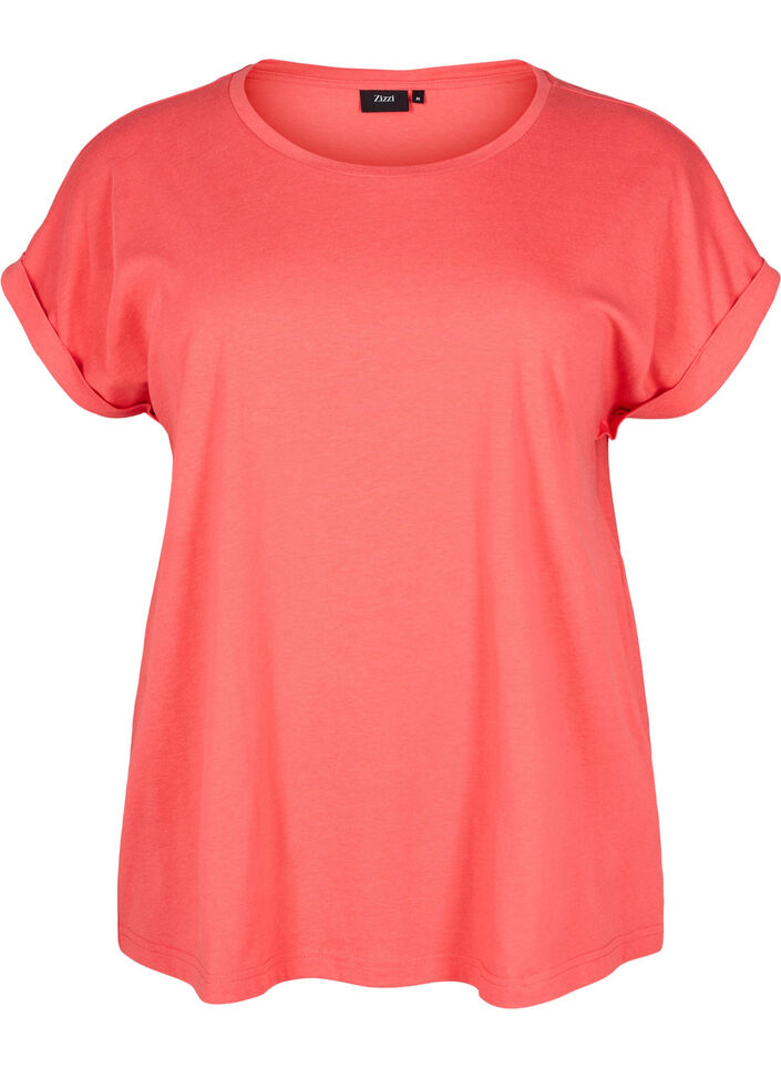 Short sleeve cotton blend T-shirt, Red, Packshot image number 0