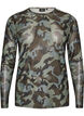 Mesh blouse with print, Green, Packshot image number 0