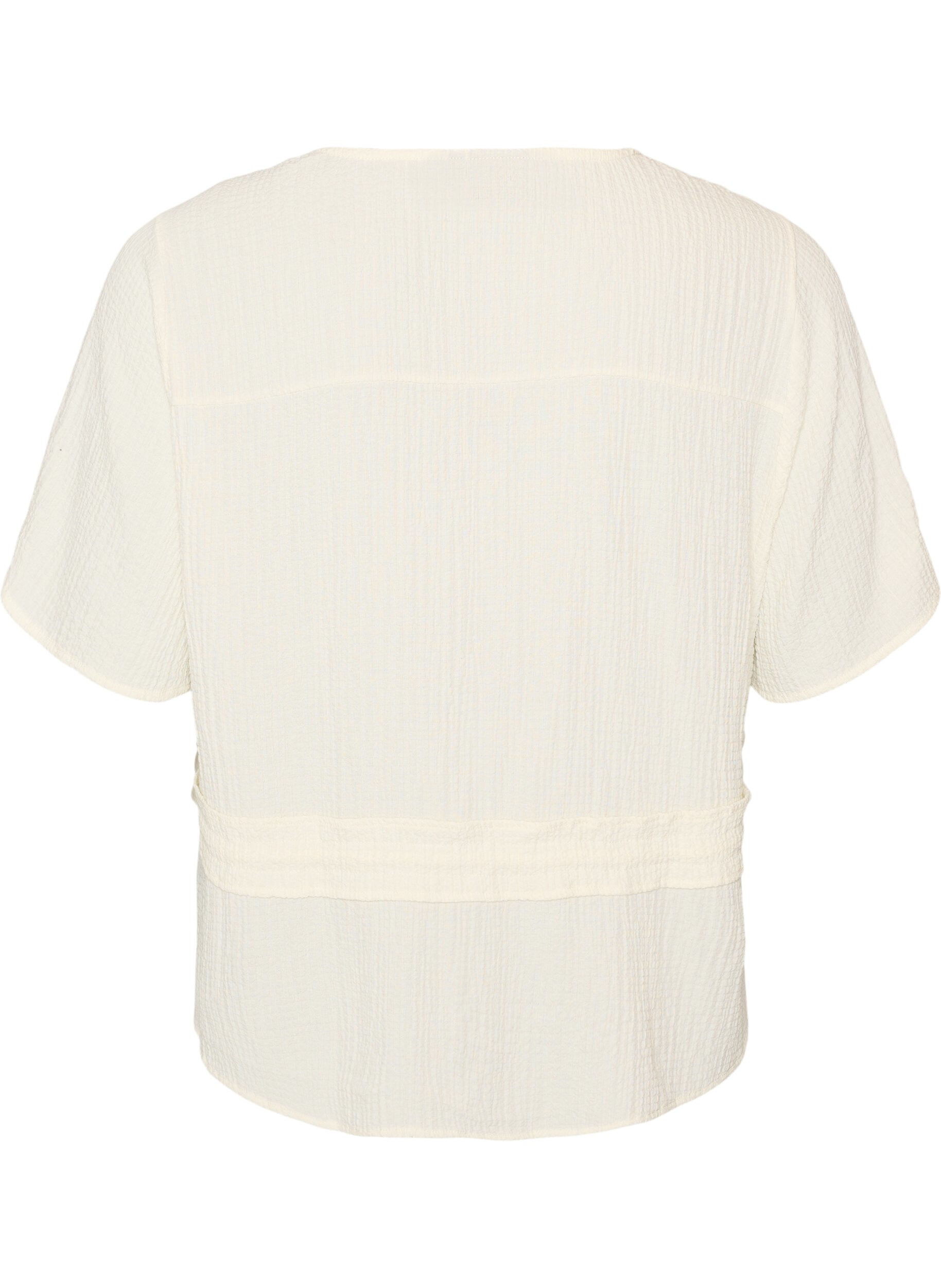 ZizzifashionBlouse with texture and a tie-waist, Vanilla, Packshot image number 1