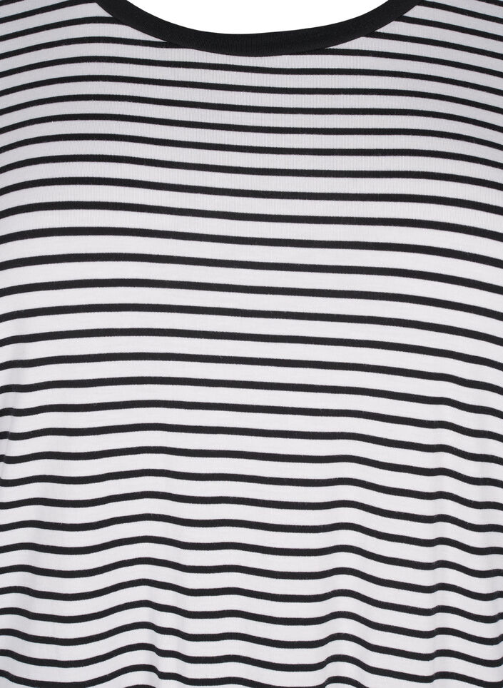 Striped T-shirt in lyocell with round neck, Black, Packshot image number 2