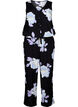 Sleeveless jumpsuit in viscose, Black Big Flower AOP, Packshot image number 0