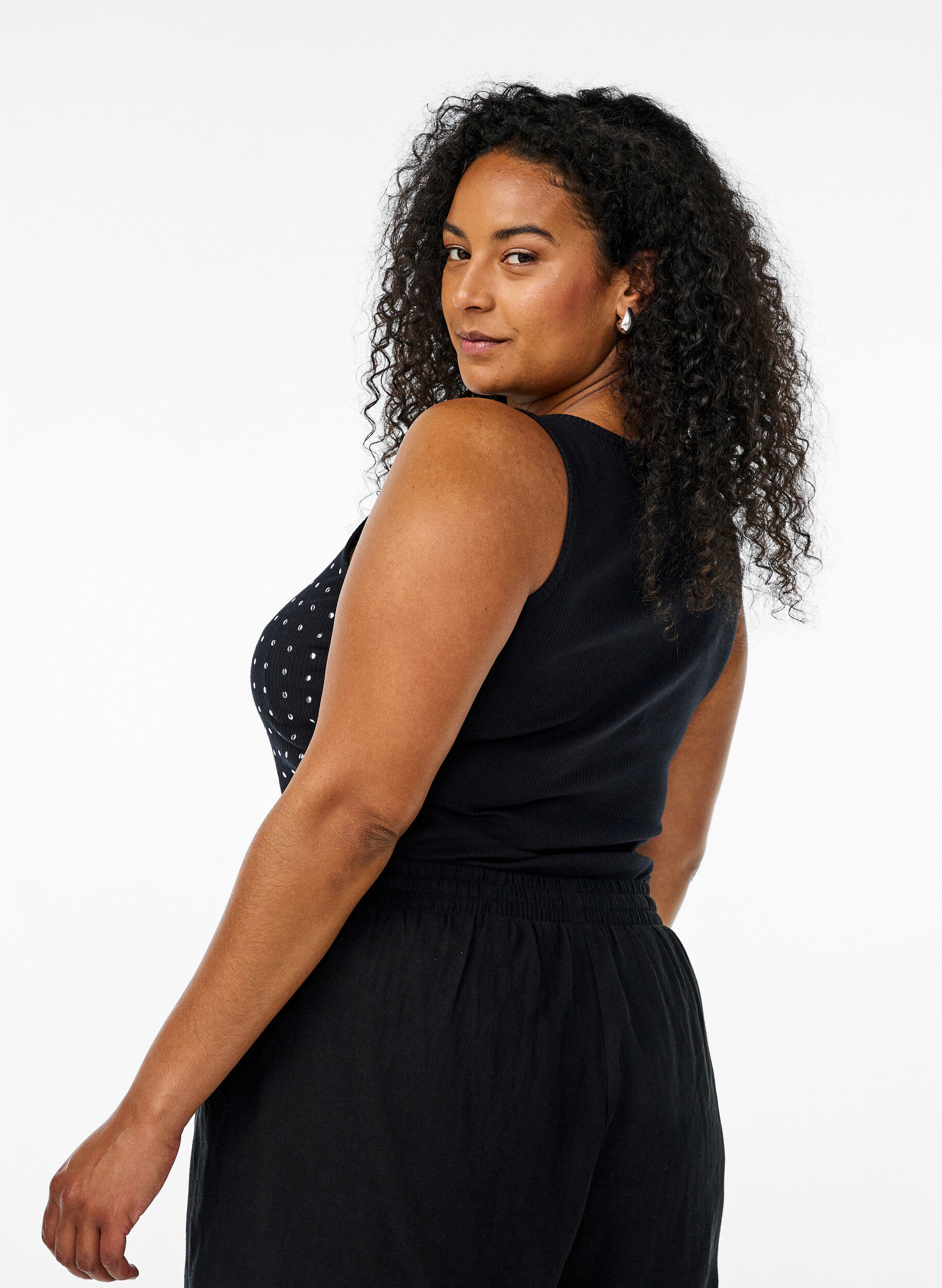 Zizzifashion Tank top with studs, Black, Model image number 1