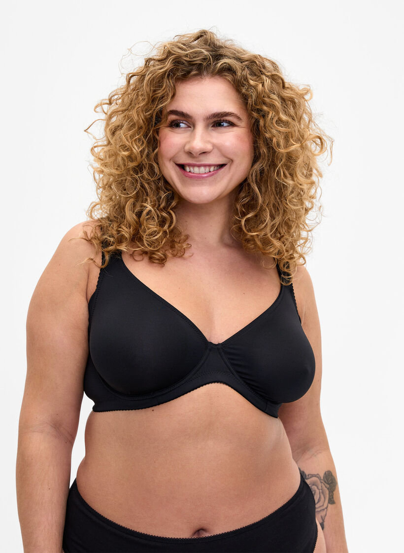 Support the breasts - underwire bra with pockets for padding - Black - Sz.  85E-115H - Zizzi Outlet