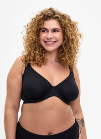 Plain-coloured underwired bra, Black, Model