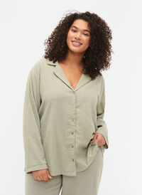 Cotton shirt with structured fit, Seagrass , Model