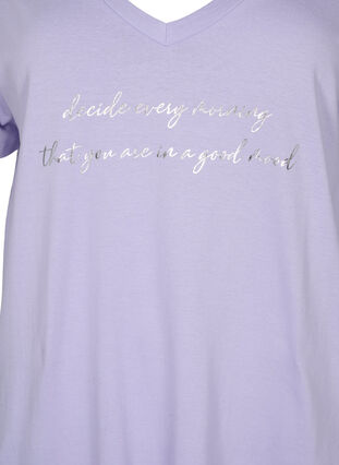 Organic cotton nightdress with V-neck (GOTS), Lavender Decide, Packshot image number 2