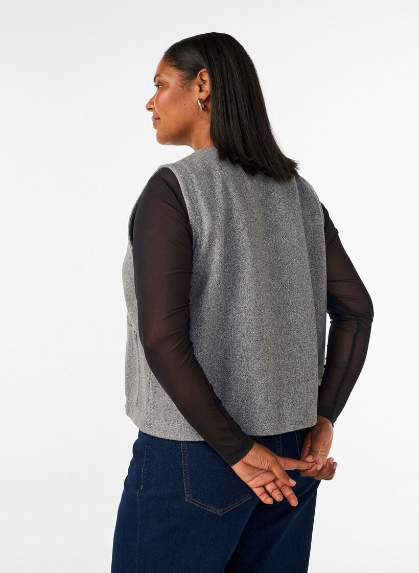 Mesh blouse with long sleeves, Black, Model image number 2
