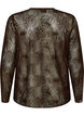 Mesh blouse with flowers and sequins, Brown, Packshot image number 1