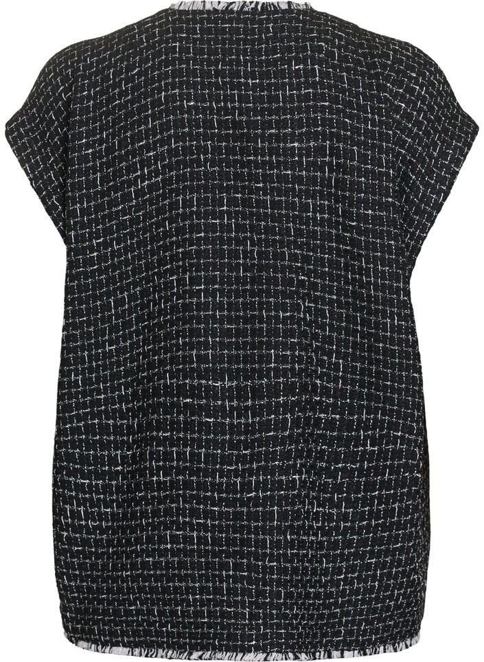 Checked waistcoat with decorative buttons, Black, Packshot image number 1