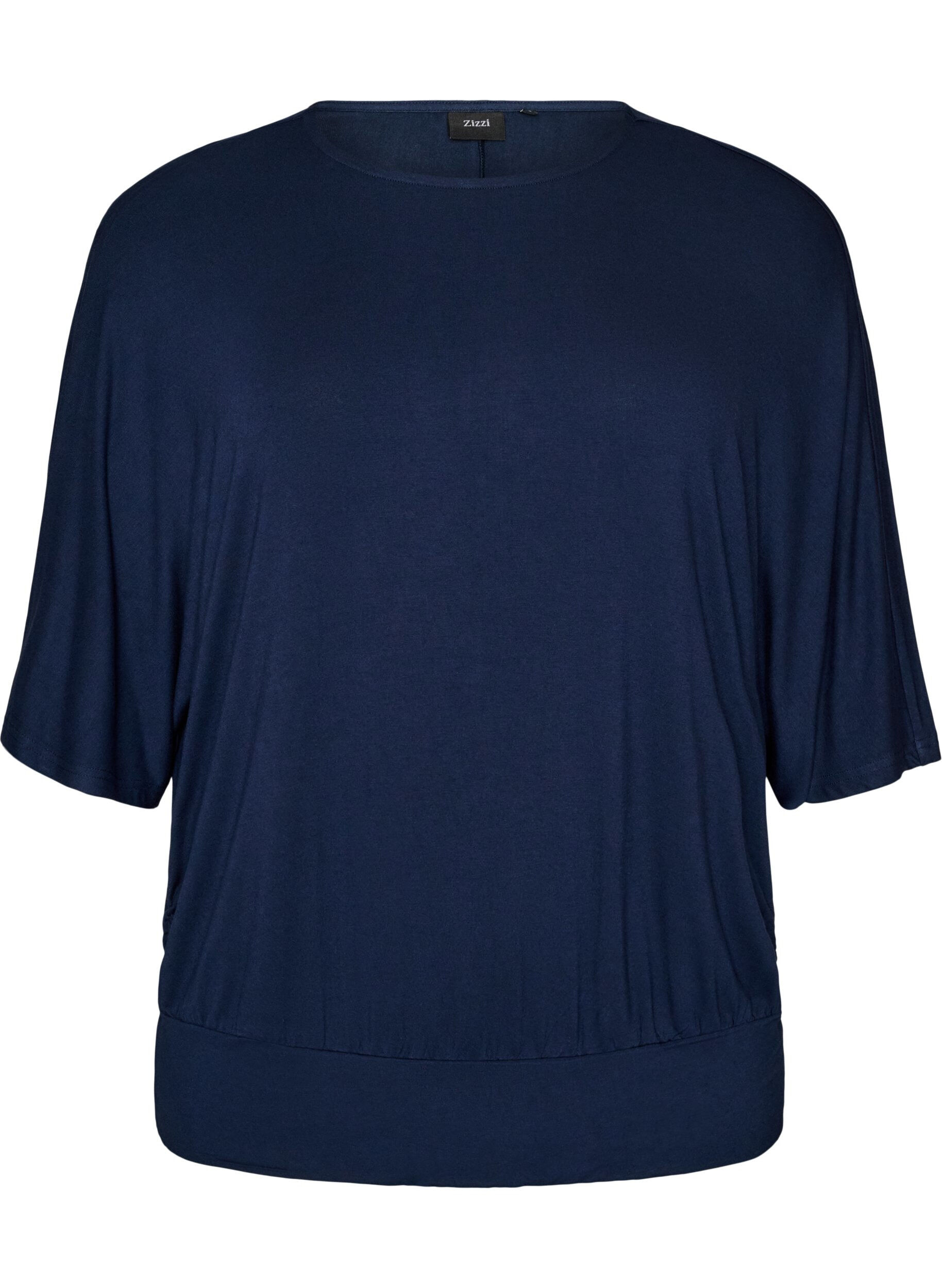 ZizzifashionJersey blouse with elbow-length balloon sleeves, Blue, Packshot image number 0