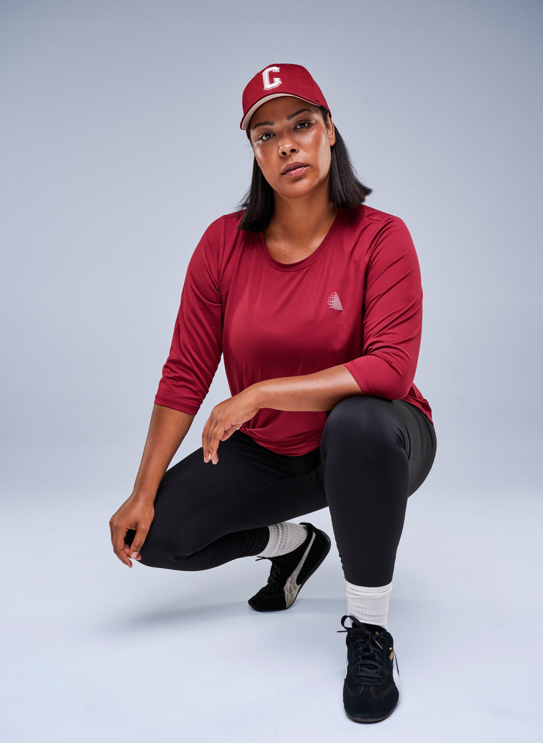 Workout top with 3/4 sleeves