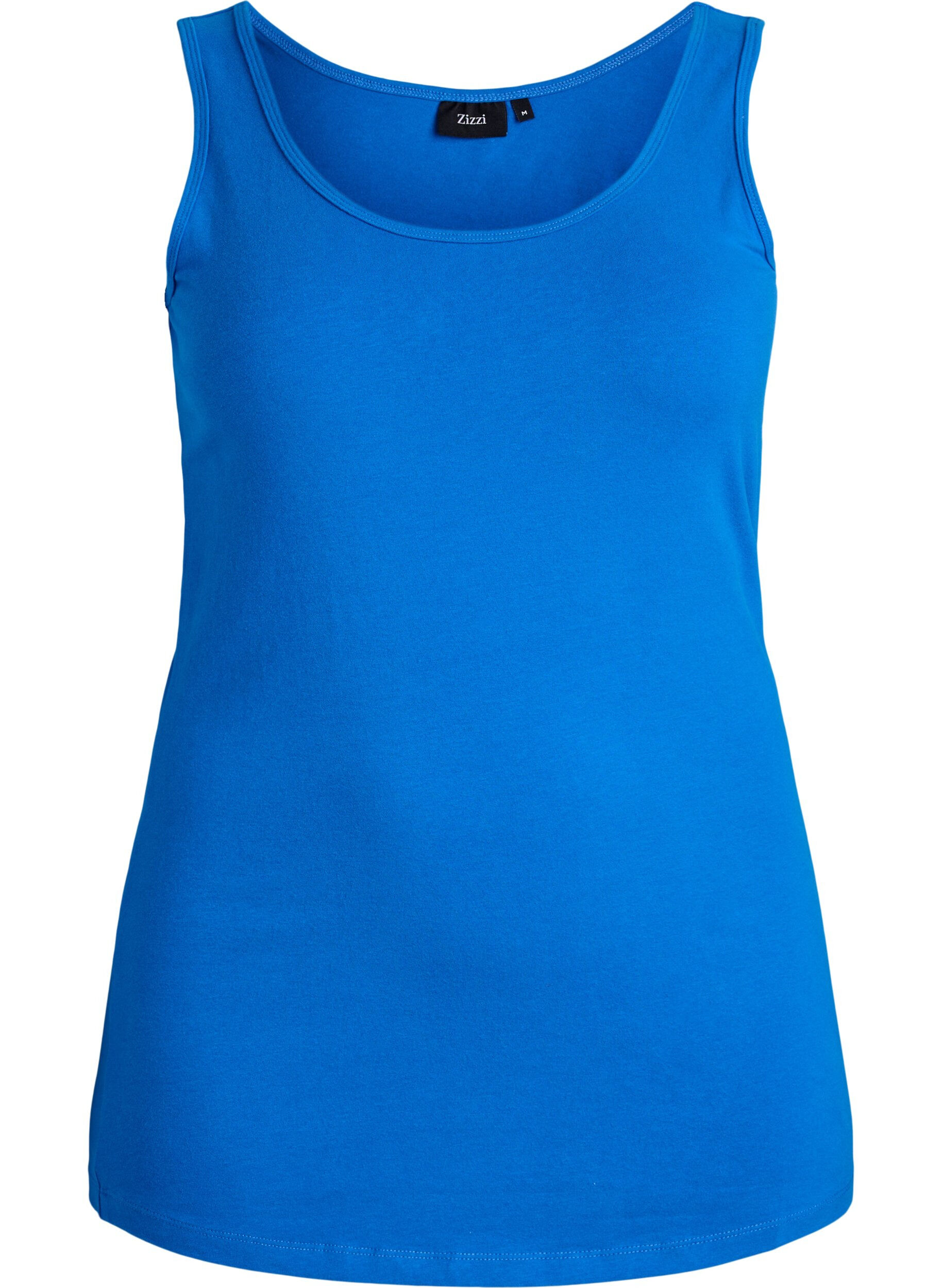 ZizzifashionSolid color basic top in cotton, Blue, Packshot image number 0