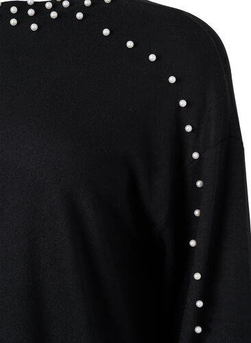 Long sleeve blouse with beads, Black, Packshot image number 2