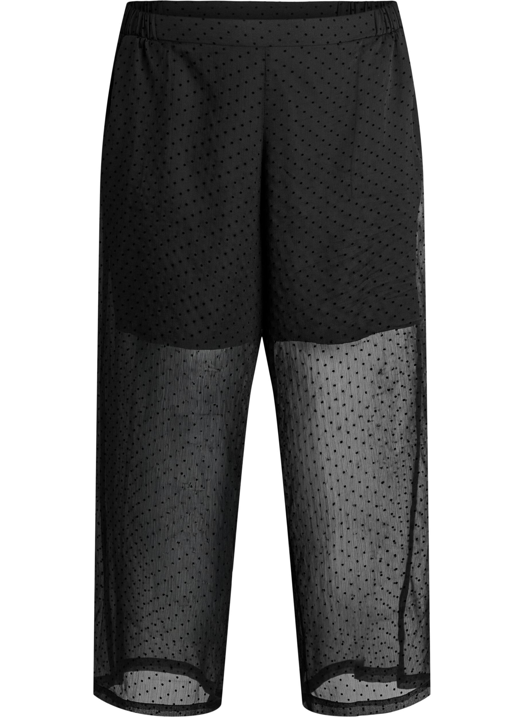 ZizzifashionLoose chiffon trousers with dots, Black, Packshot image number 0