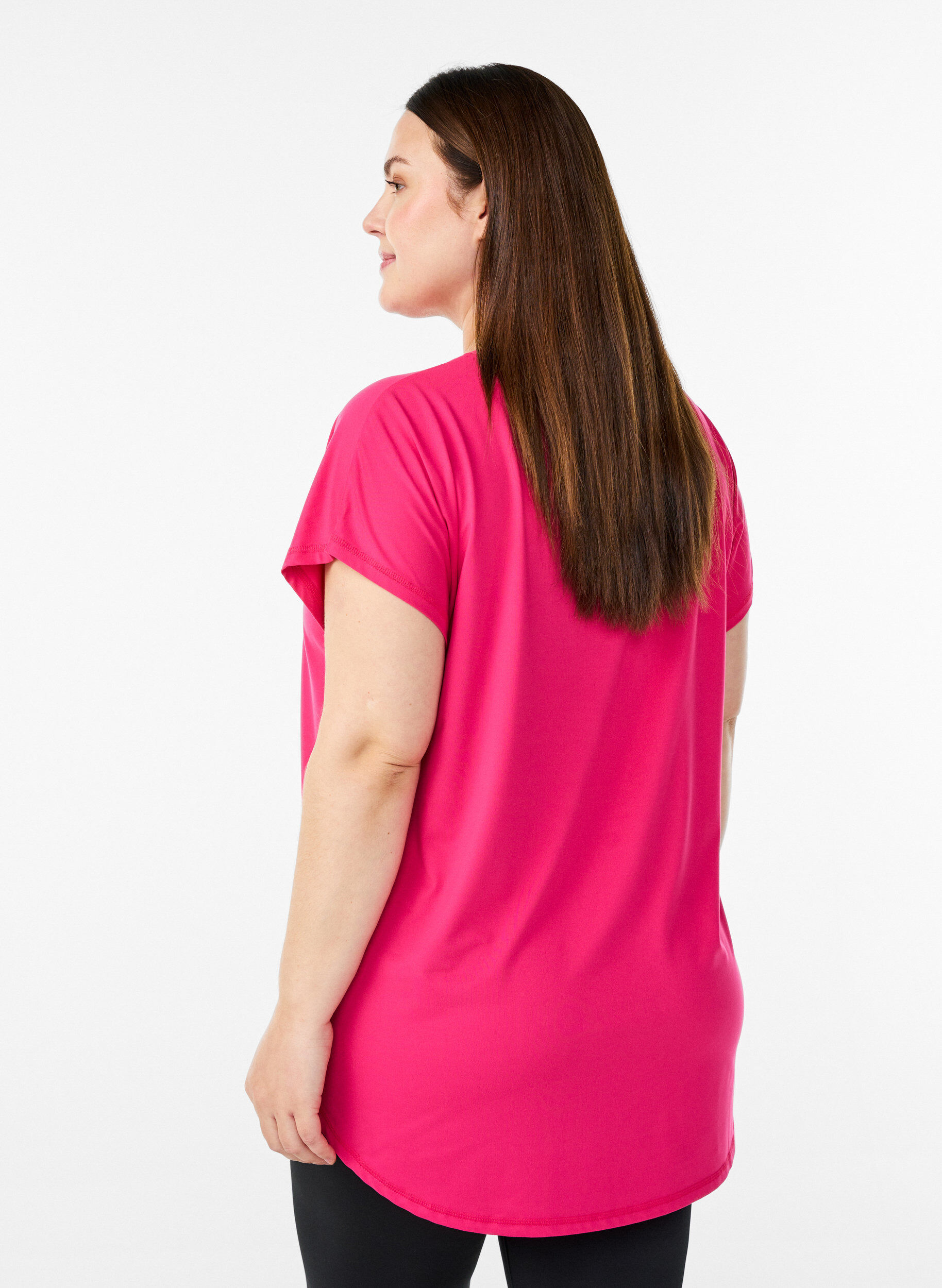 ZizzifashionShort sleeve sport t-shirt with v-neck, Pink, Model image number 2