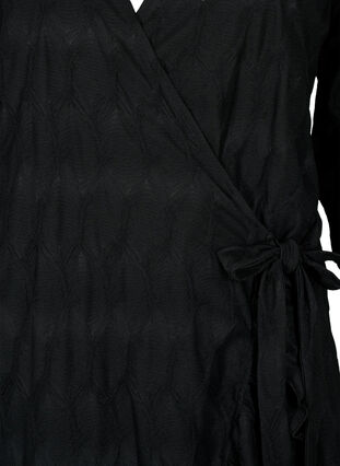 FLASH - Wrap Dress with 3/4 Sleeves, Black, Packshot image number 2
