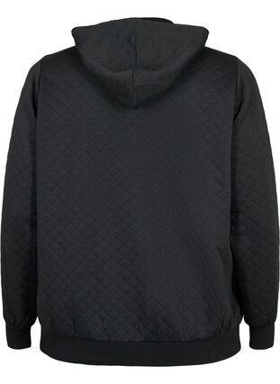 Quilted sports cardigan with hood, Black, Packshot image number 1