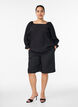 Viscose blouse with a square neck and 3/4-sleeves, Black, Model image number 1