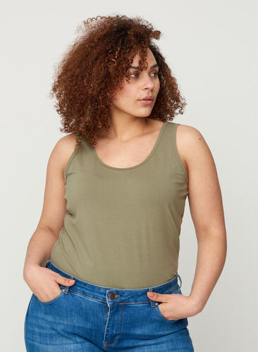 Solid colour basic top, Deep Lichen Green, Model image number 0
