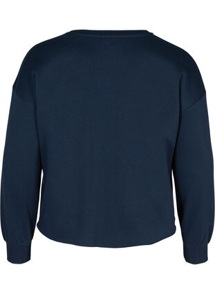 Cropped sweatshirt with round neck, Navy Blazer, Packshot image number 1