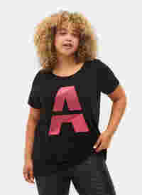 Sports t-shirt with print, Black w. Pink A, Model