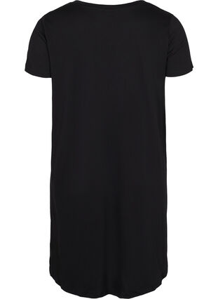 Short-sleeved cotton nightdress with print, Black GOOD, Packshot image number 1