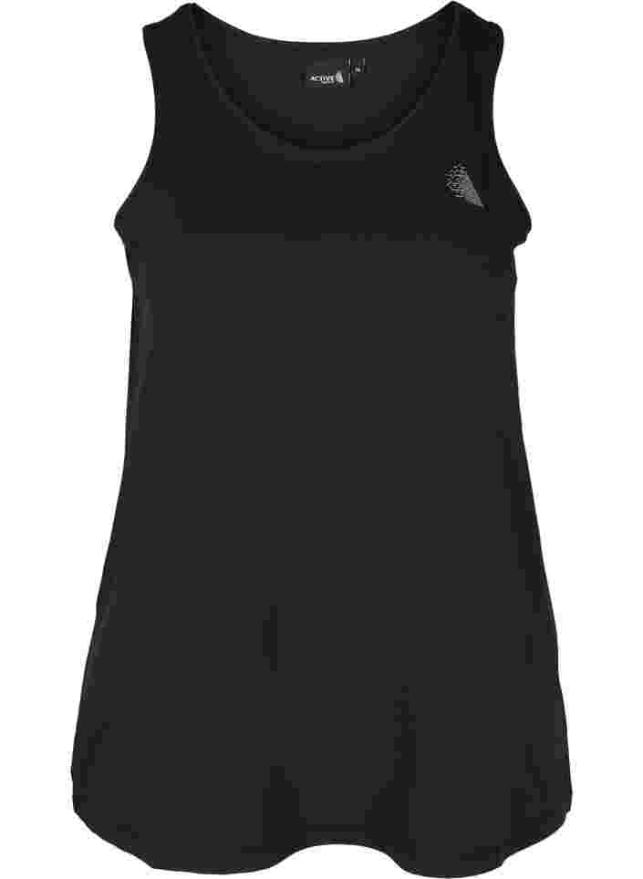 Plain-coloured sports top with round neck, Black, Packshot image number 0