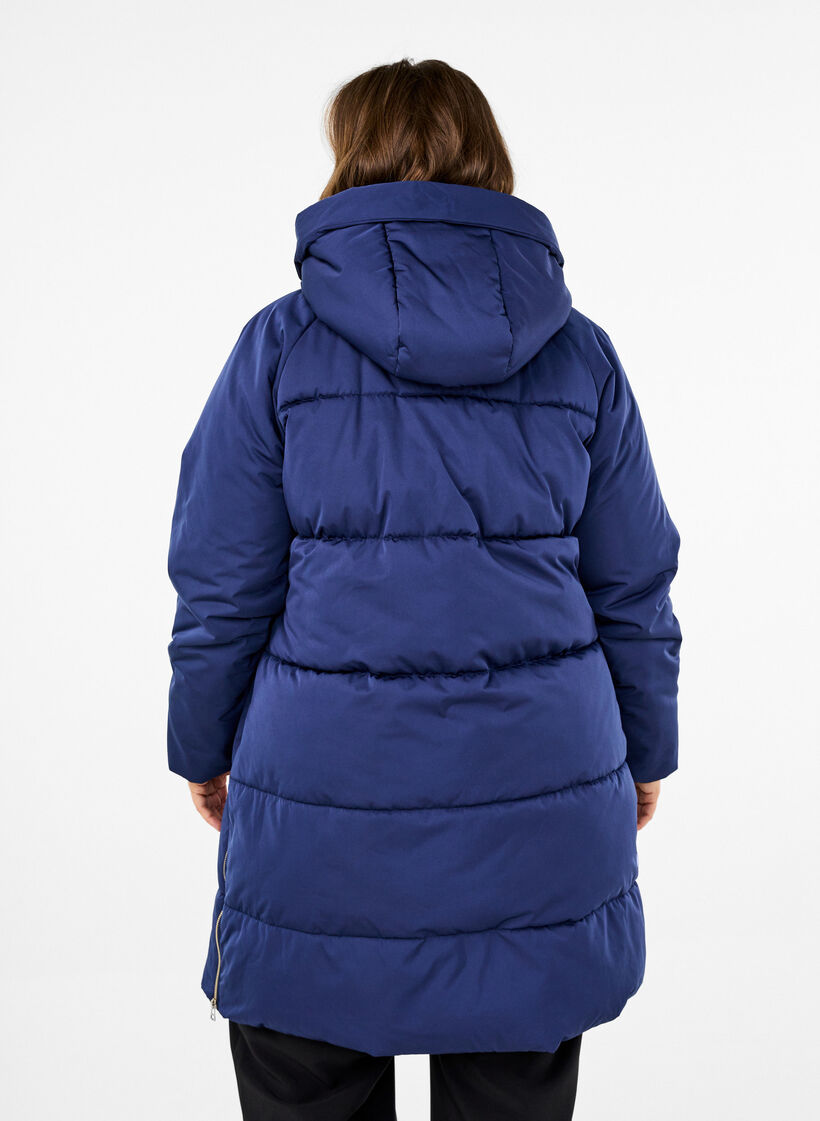 Puffer coat with hood, Blue, Model image number 2