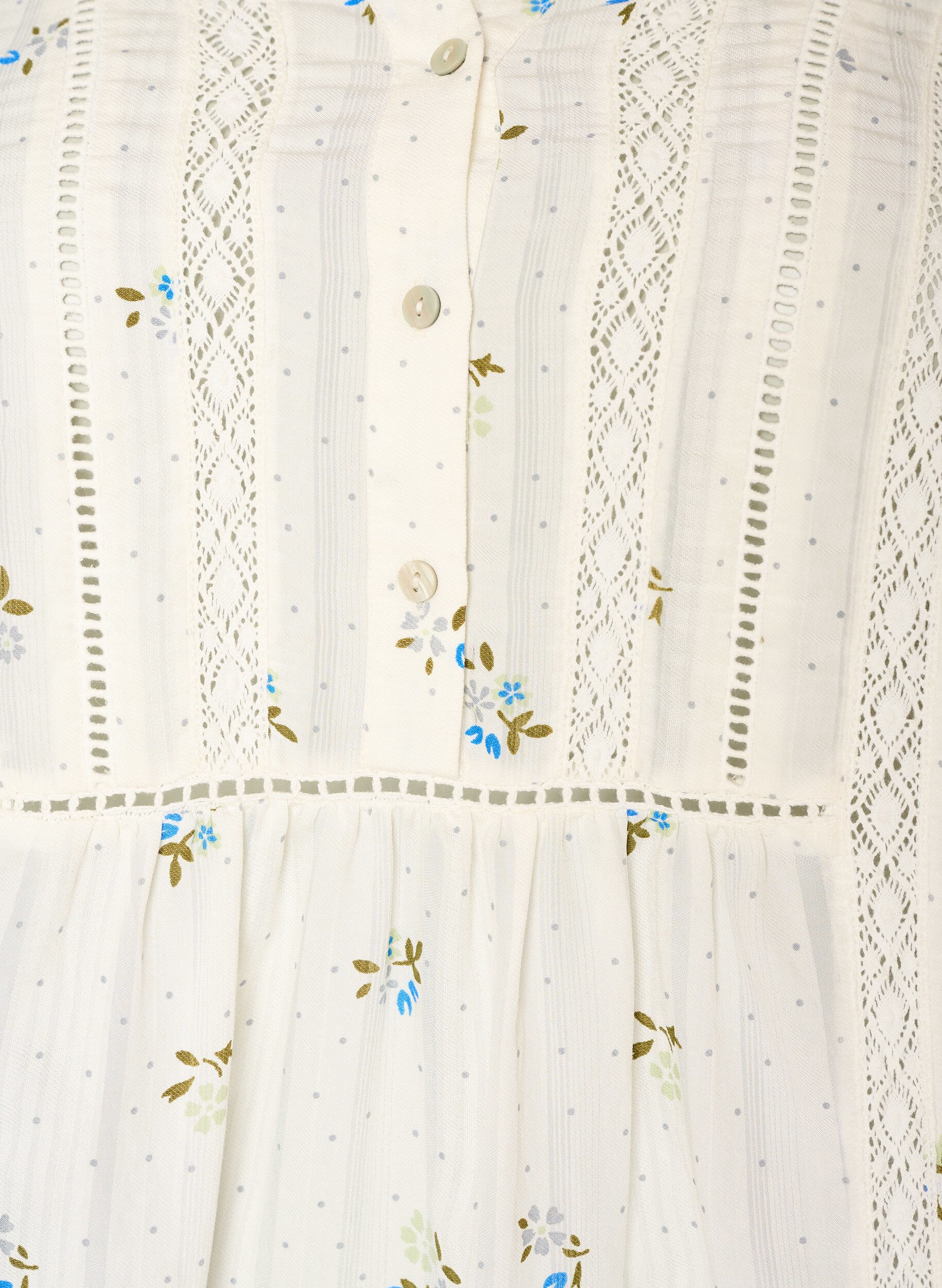 ZizzifashionShort viscose dress with lace trim and A-line cut, Vanilla, Packshot image number 2