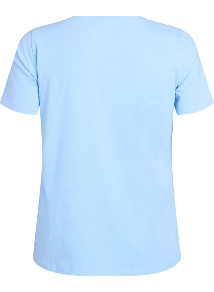 Basic plain cotton t-shirt, Light Blue, Packshot image number 1