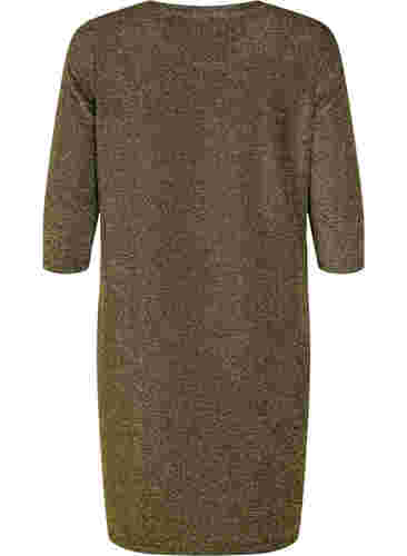 Glitter dress with 3/4 sleeves and round neckline, Black Gold, Packshot image number 1