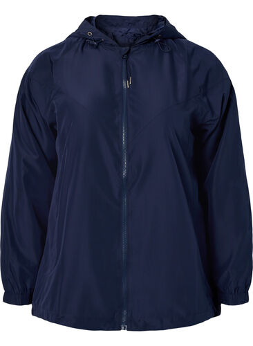 Short jacket with hood and adjustable bottom, Navy Blazer, Packshot image number 0