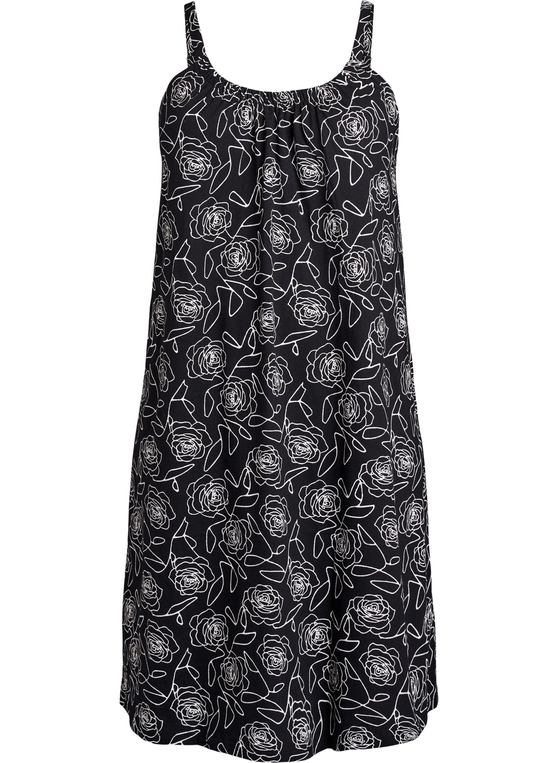 ZizzifashionKnee-length strap dress in organic cotton, Black, Packshot image number 0
