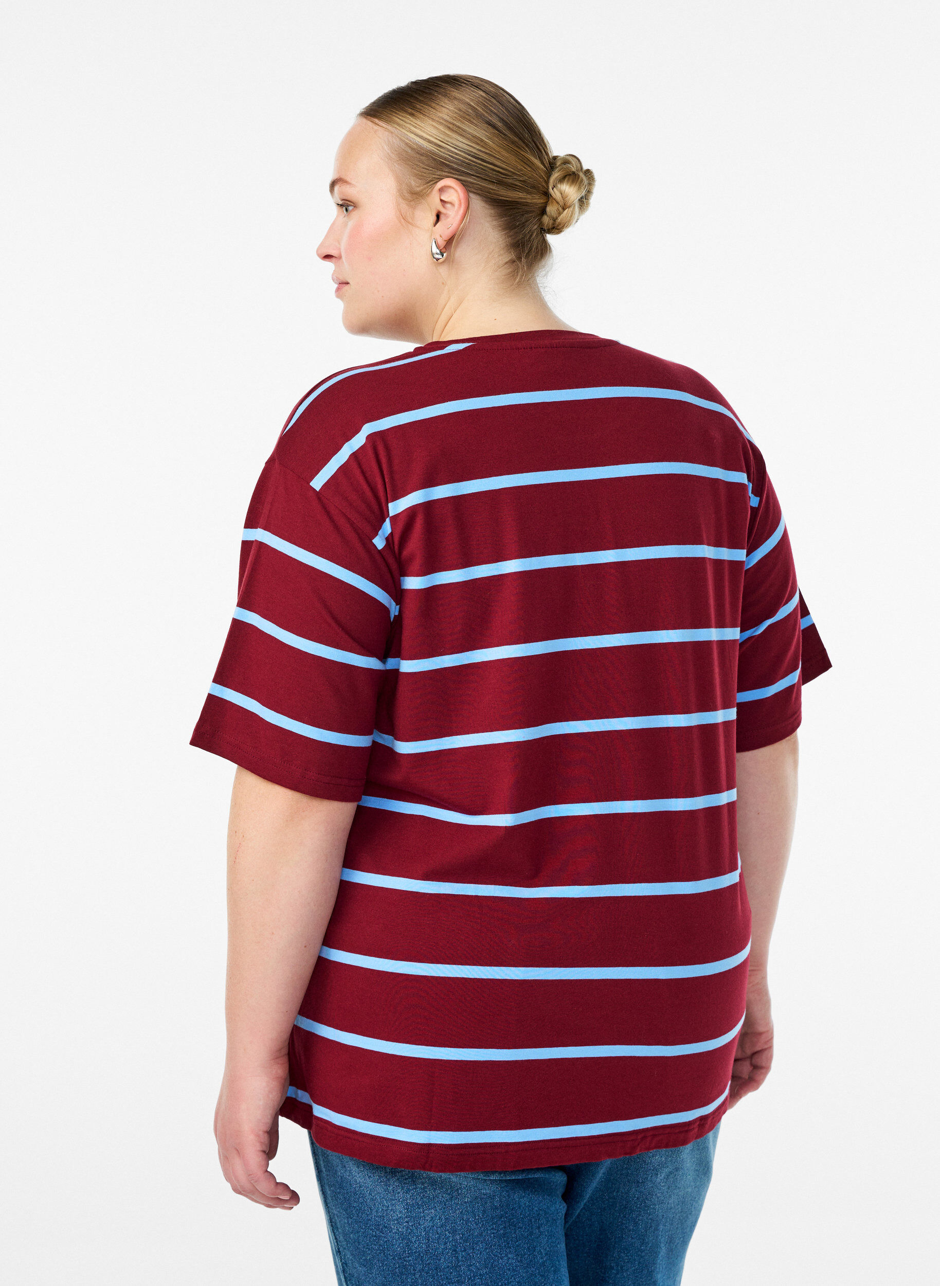 Zizzifashion T-shirt with stripes and leopard detail, Red, Model image number 2