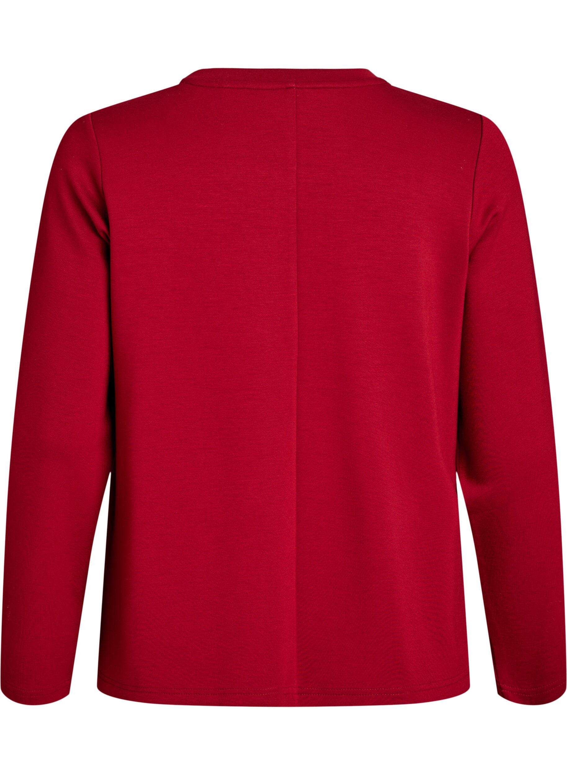 Zizzifashion Jersey blouse with round neck, Red, Packshot image number 1