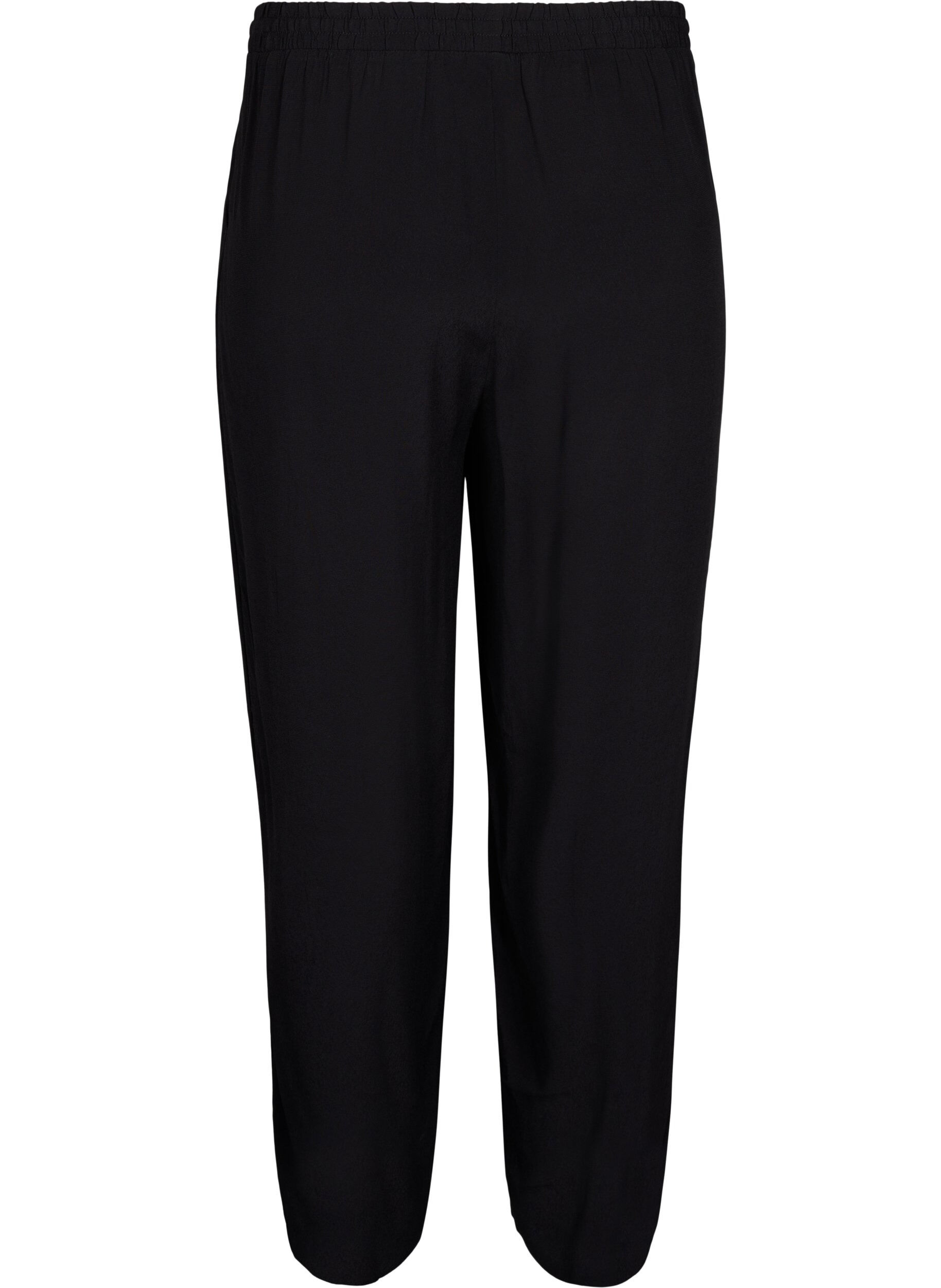 Zizzifashion Loose viscose trousers with print, Black, Packshot image number 1