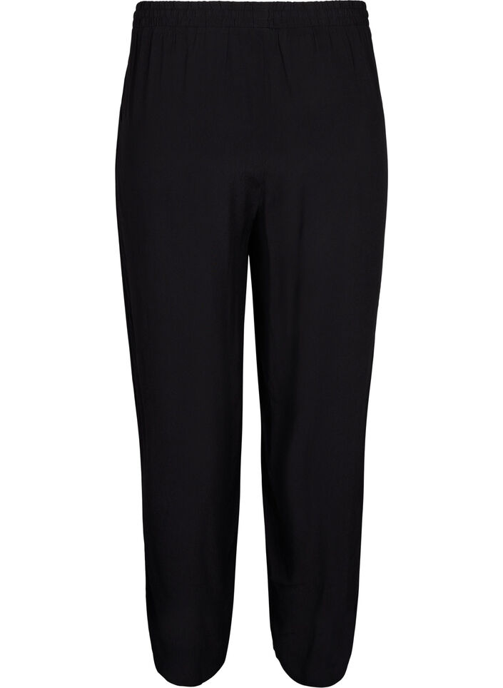 Loose viscose trousers with print, Black, Packshot image number 1