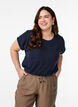 Short sleeved cotton blend t-shirt, Blue, Model image number 0