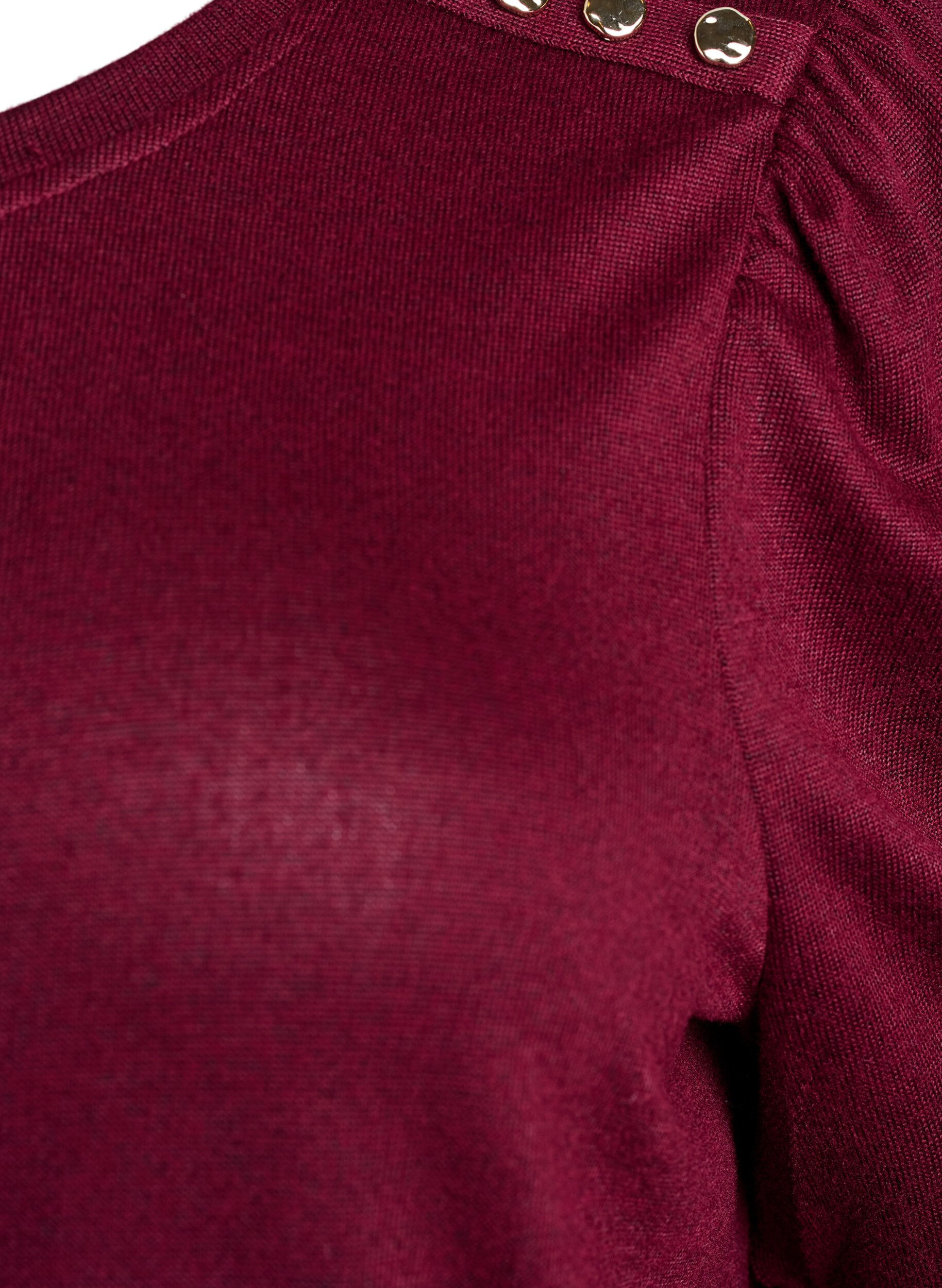 ZizzifashionBlouse with button detail and short puff sleeves, Dark Bordeaux, Packshot image number 2