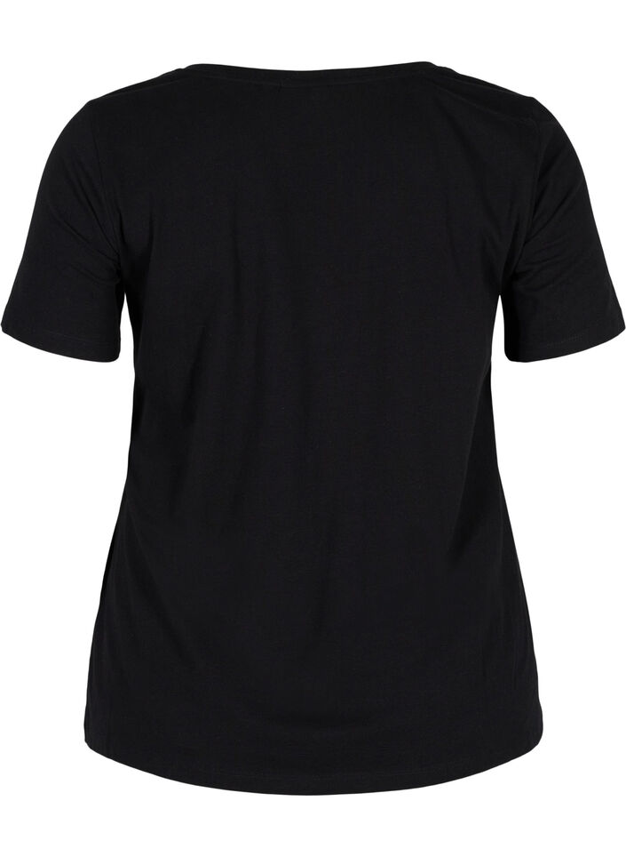 Basic t-shirt with v-neck, Black, Packshot image number 1