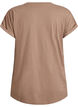 Short sleeved cotton blend t-shirt, Brown, Packshot image number 1