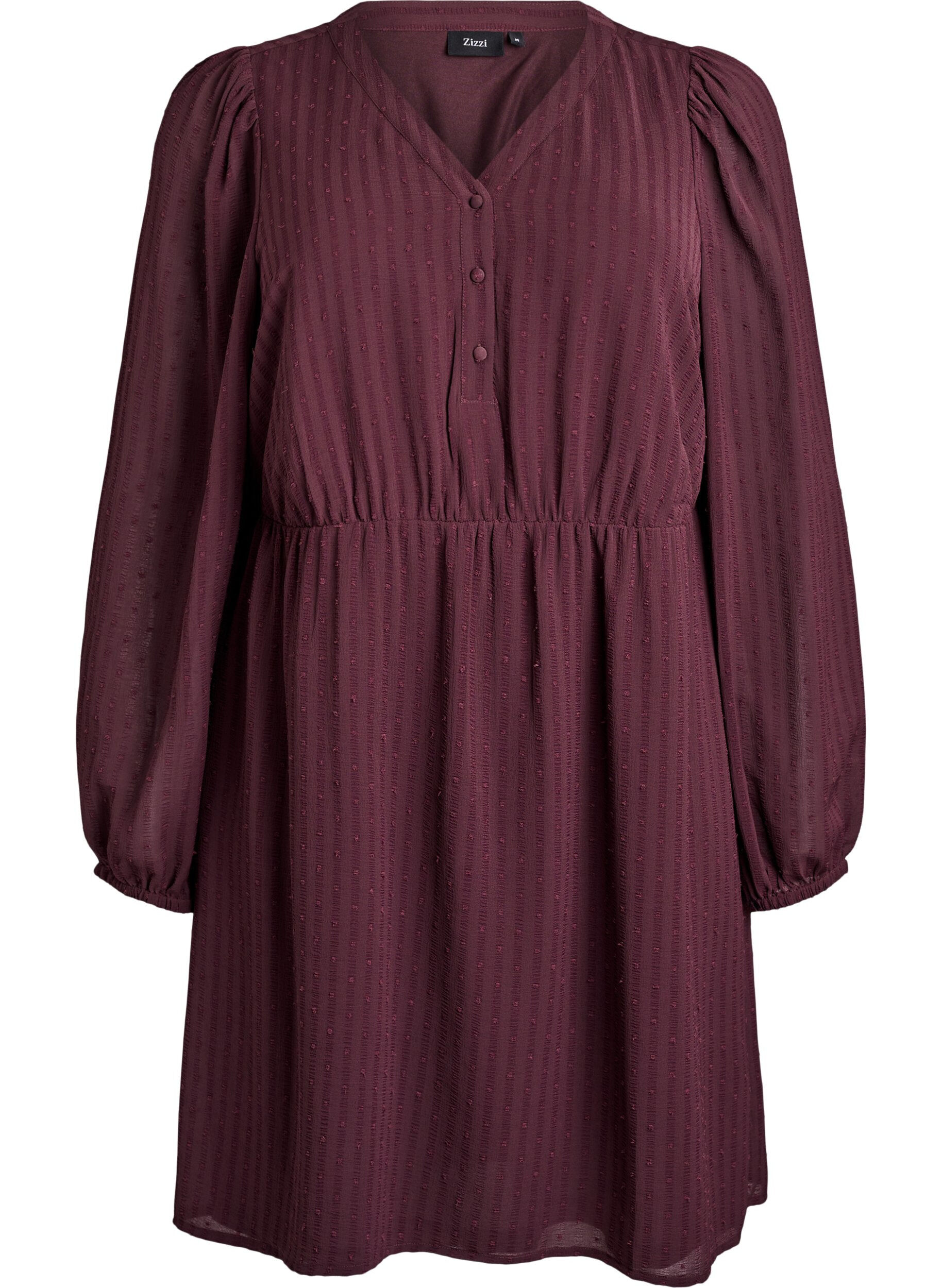 Short dress with tonal stripes and textured spots