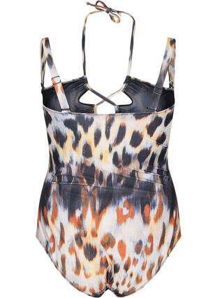 Printed swimsuit with detachable straps, Abstract Leopard, Packshot image number 1