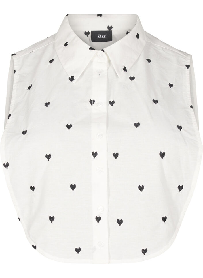Loose collar with embroidered hearts, White, Packshot image number 0