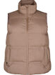Short puff vest with high collar, Brown, Packshot image number 0