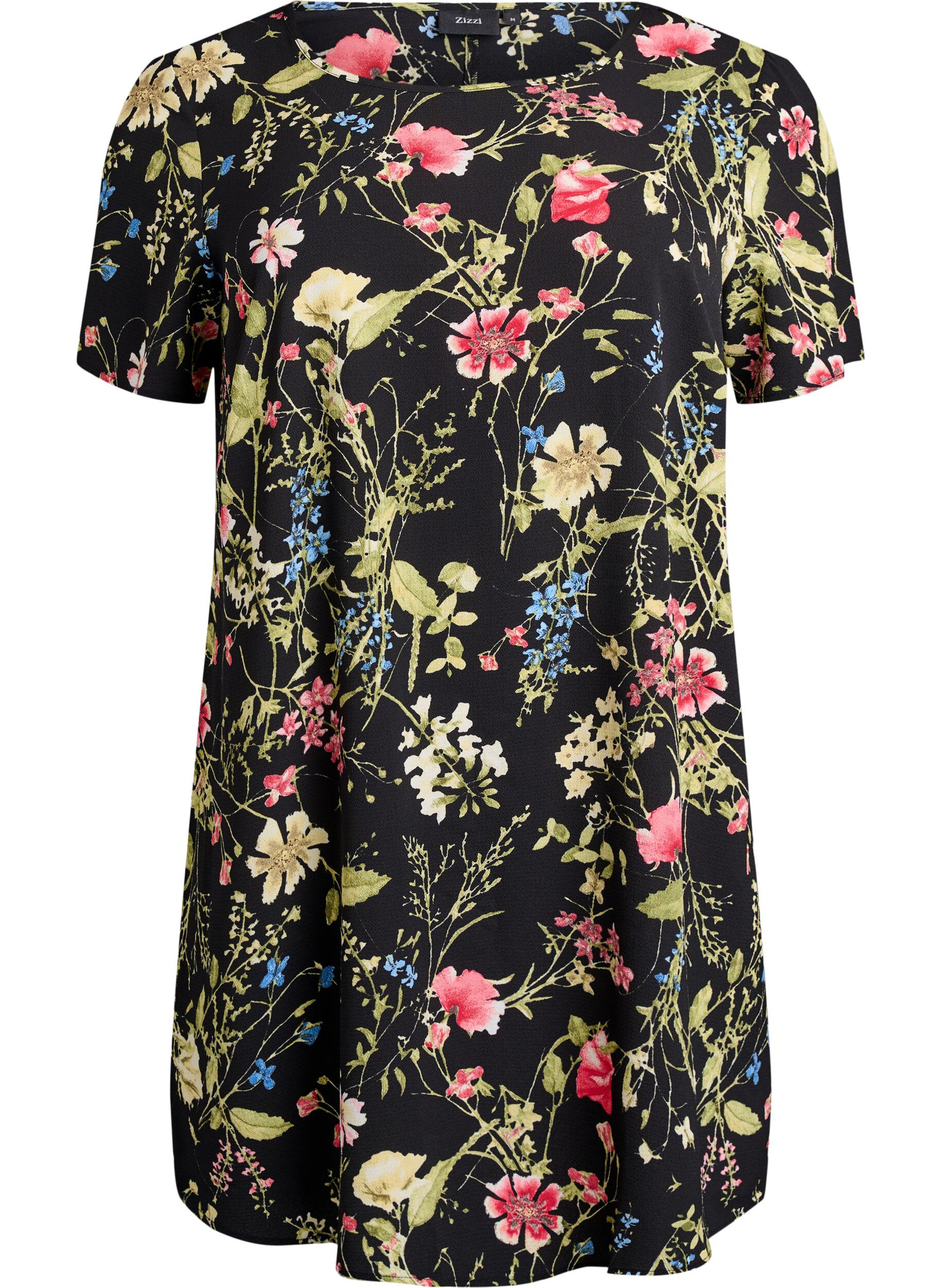 Dress with print and short sleeves